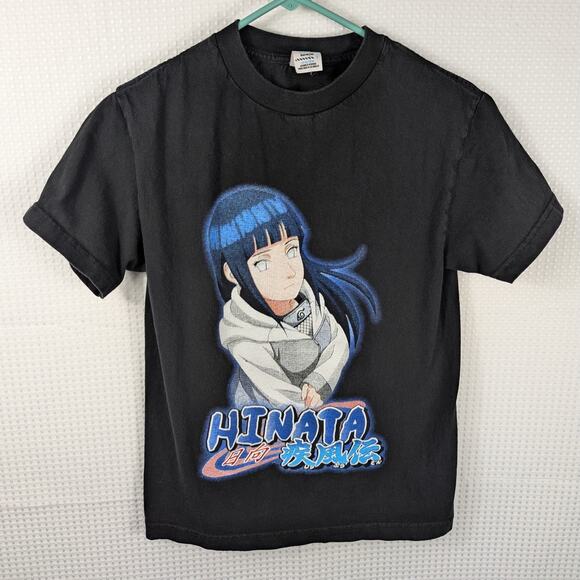 Hinata Naruto Shippuden Anime T-Shirt Small Black Graphic Tee Styled Heavyweight - Picture 1 of 5